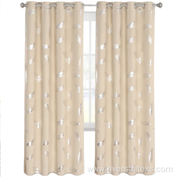 Feather Pattern Silver Foil Printed Window Curtain